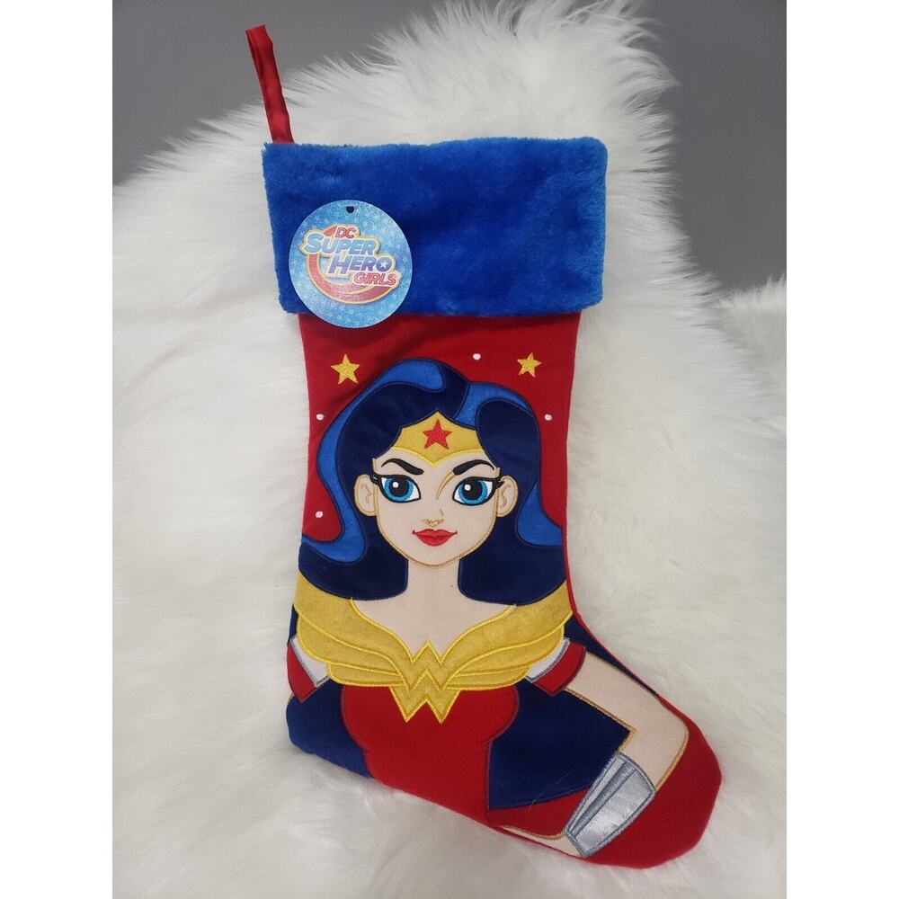Wonder Woman Cartoon Christmas Stocking‎ Holiday Decor DC Comics Superhero Girls